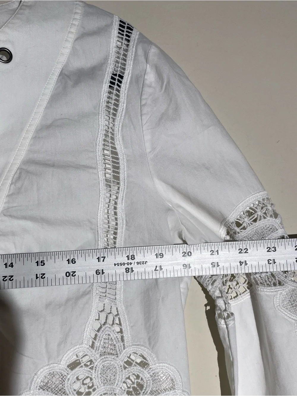 FREE PEOPLE Bittersweet Lace Up Poplin Cotton Top Blouse Crochet Lace Sz M Boho